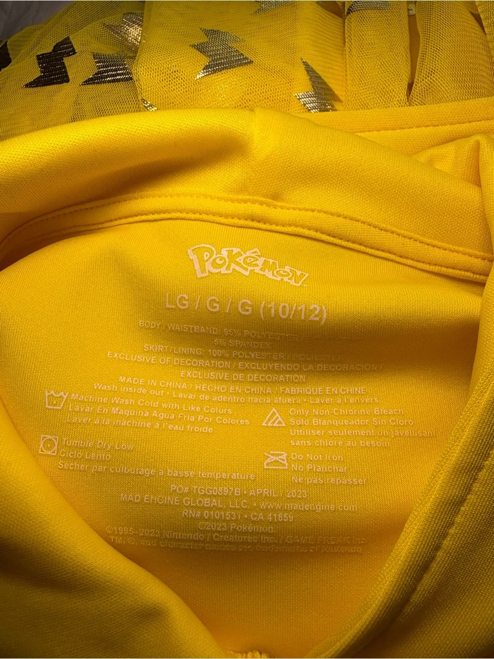 Pokemon Yellow Pikachu Costume Dress with Silver Accents